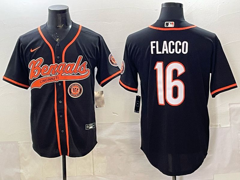 Men Cincinnati Bengals #16 Flacco black Joint Name 2025 Nike Limited NFL Jersey style 7